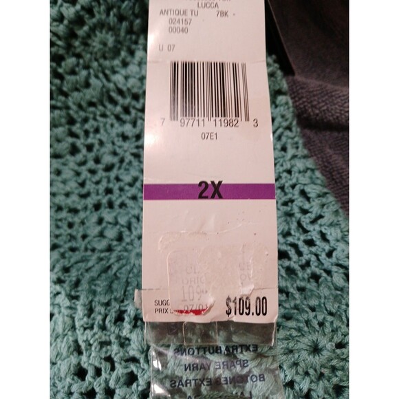 Jones Of New York Sleeveless Crochet-Knit Cardigan Sweater Turquoise W-2x [$109) - Picture 14 of 16